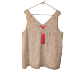 SOLD- NWT Lilly Pulitzer Silk Florin Tank Top Coconut Fish Clip, Large